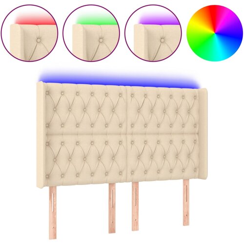 VidaXL LED posteljno vzglavje krem 147x16x118/128 cm blago, (20954475) Slike