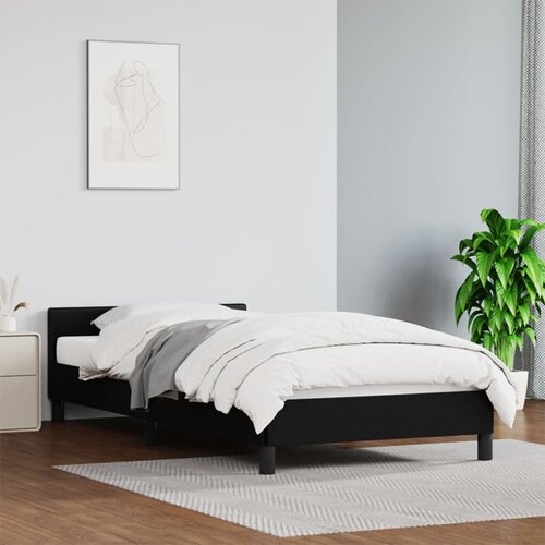 The Living Store Posteljni okvir z vzglavjem črn 90x200 cm blago - Posteljni Okvir Z Vzglavjem, (21527291) Slike