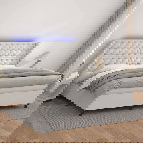  Box spring s madracem LED bijeli 180x200 cm umjetna koža Cijene