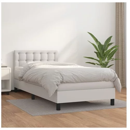  Box spring postelja z vzmetnico bela 80x200 cm umetno usnje