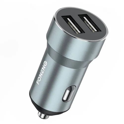 Foneng Kovinski avtopolnilec dual USB C08 2.4A (srebrn), (20627962)