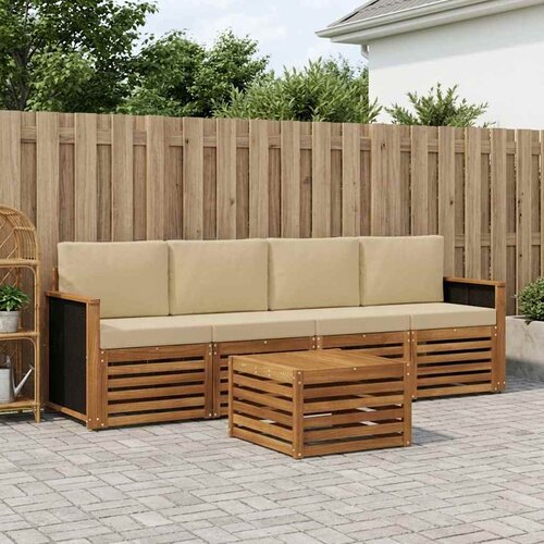  Set vanjskih sofa 5 pcs Prirodna i bež Čvrsto drvo akacije Cene
