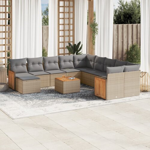 vidaXL 12-dijelni set vrtnih sofa od poliratana s jastucima bež Cijene