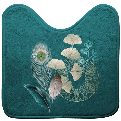 Douceur d int&amp;eacute;rieur Tirkizna kupaonska prostirka za WC 45x45 cm Ginkoblue &amp;ndash; Slike