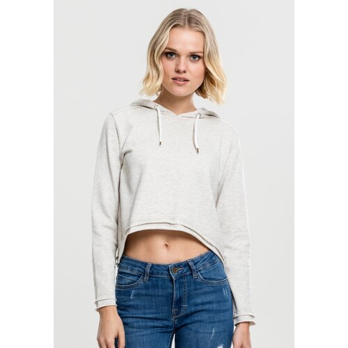 Urban Classics Ladies Cropped Terry Hoody Grey and White Melange Cene