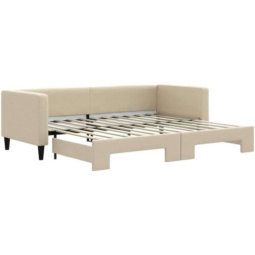  Dnevni krevet na razvlačenje krem 80 x 200 cm od tkanine Slike