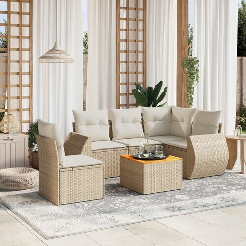 VidaXL 6-dijelni set vrtnih sofa s jastucima bež od poliratana Slike