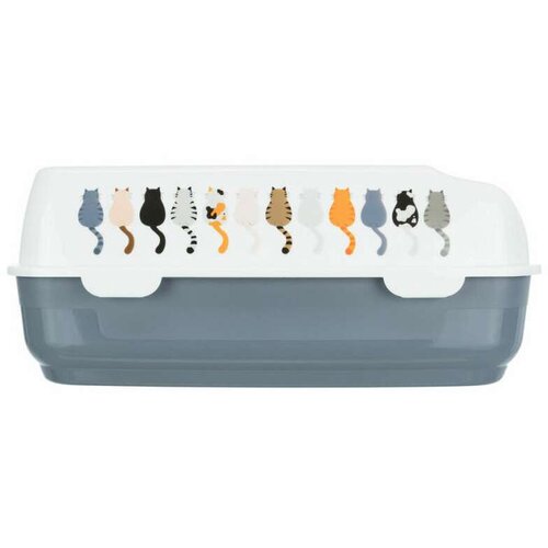 Pijesak WC posoda za mačke Delio z robom 35&amp;times;20&amp;times;48 cm sivo/bela Slike