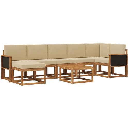vidaXL Zunanja garnitura za sedenje 8 pcs Naravna in bež Poliester, (5000282058) Cene