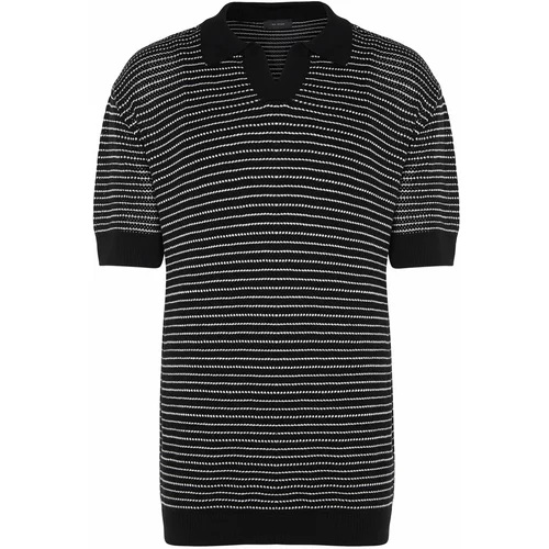 Trendyol Black Men's Limited Edition Relaxed Short Sleeve Polo Neck Knitwear T-shirt