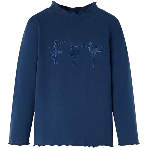 vidaXL Otroška majica z dolgimi rokavi mornarsko modra 116