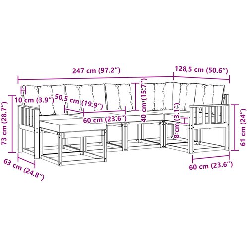  Set vanjskih sofa 6 kom. Prirodna i bež Smeđa 247 x 128,5 x 73 cm Slike