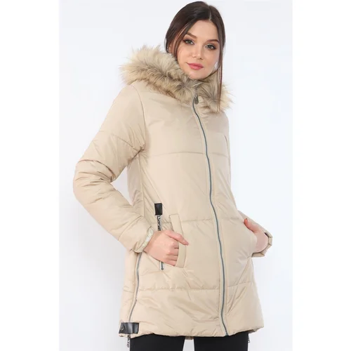 Dewberry Z6668 WOMEN'S COAT-BEIGE