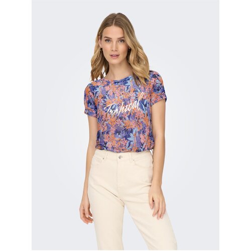 Only Orange-blue floral T-Shirt Rilla - Women Cijene