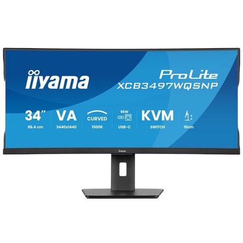Iiyama Monitor 34'' UWQHD VA 0.4ms 120Hz Speakers USB-C Dock Black zakrivljen Cene
