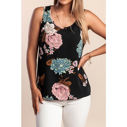 Fenzy Top S Cvjetnim Printom, Crni Cijene