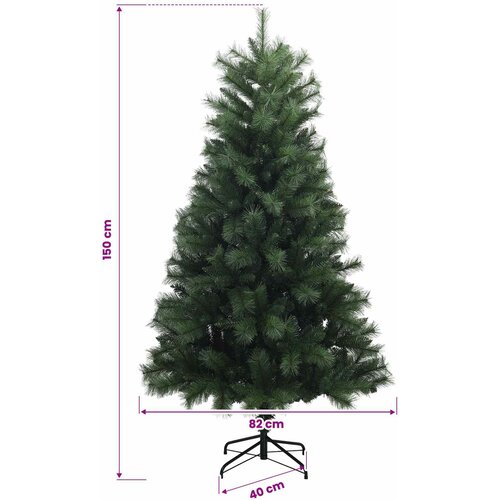  Umjetno božićno drvce s nogom 150 cm PVC i metal Zelena Slike