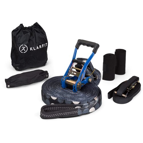Klarfit Antero Slackline, 15 m x 5 cm, 2,5 m zatezno uže, 2 x štitnika za drvo, uključujući pomoćni slackline i torbu za nošenje Cijene