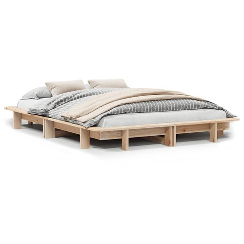 vidaXL Posteljni okvir 135x190 cm trdna borovina Cene