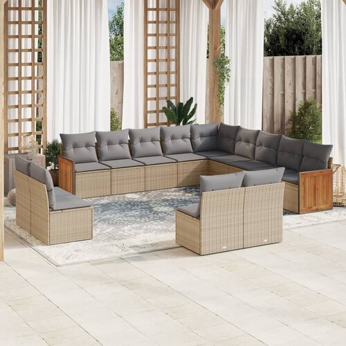 vidaXL 13-dijelni set vrtnih sofa s jastucima poliratan Bež Cijene