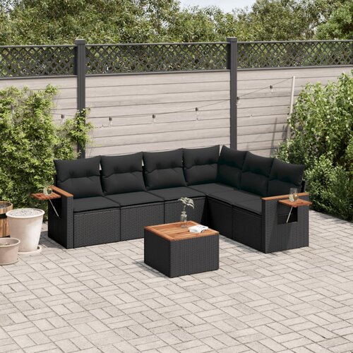 vidaXL 7-dijelni set vrtnih sofa od poliratana s jastucima crni Cijene