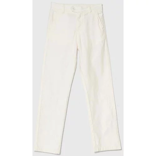 Guess Otroške hlače s primesjo lanu bela barva