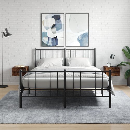 VidaXL Stenska nočna omarica 2 kosa dimljeni hrast 35x35x20 cm Slike