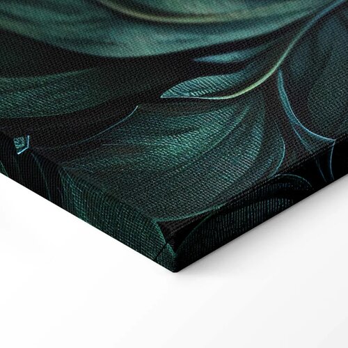  Slika - Dark Green Victorian Leaves: Botanical Carved Composition 120x80 Na talijanskom platnu Slike