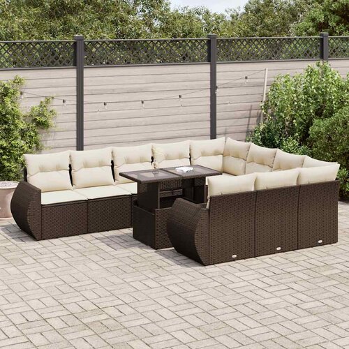  11-dijelni set vrtnih sofa od poliratana s jastucima smeđi Cijene