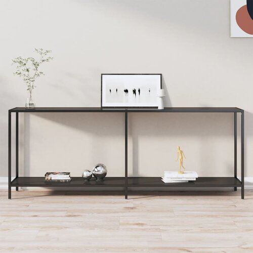 vidaXL Konzolni stol crni 200 x 35 x 75,5 cm od kaljenog stakla Cijene