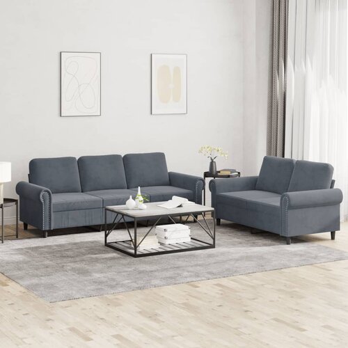  2-dijelni set sofa s jastucima tamnosivi bar&amp;scaron;unasti Slike
