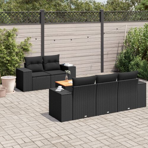 vidaXL 6-dijelni set vrtnih sofa s jastucima crni od poliratana Cijene