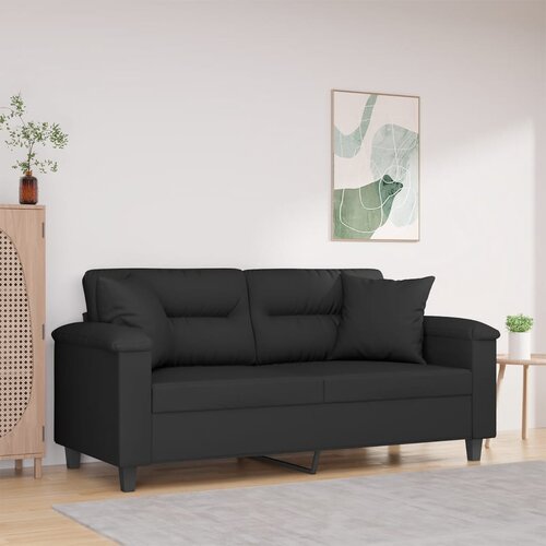 vidaXL Dvosjed s jastucima crni 140 cm od mikrovlakana Cijene