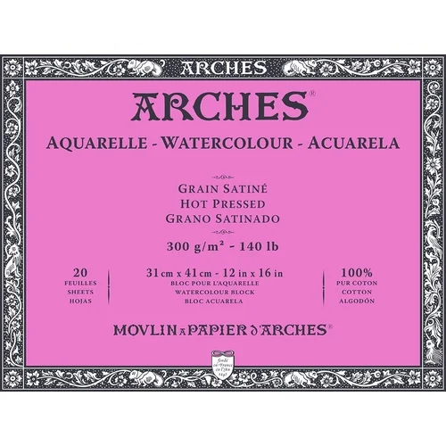 Arches Watercolour Hot Pressed Block Natural White 41 x 31 cm 300 g Skicirka