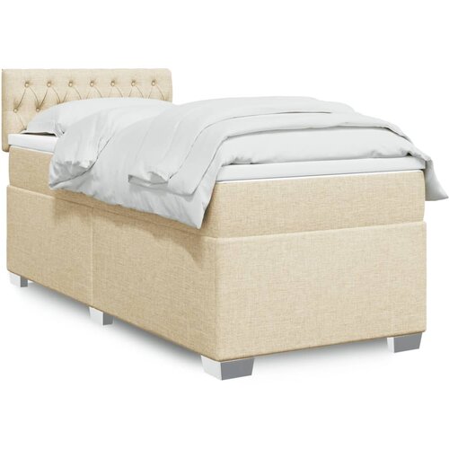 VidaXL Krevet s oprugama i madracem krem 100 x 200 cm od tkanine Slike