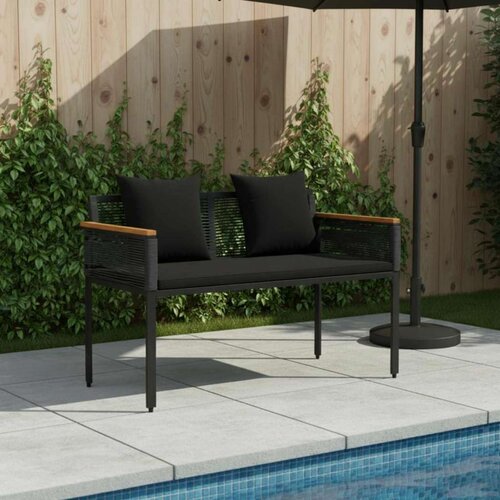  Zunanja klop z blazino Črna 117 x 54 x 74.5 cm poli ratan, (5000272961) Cene