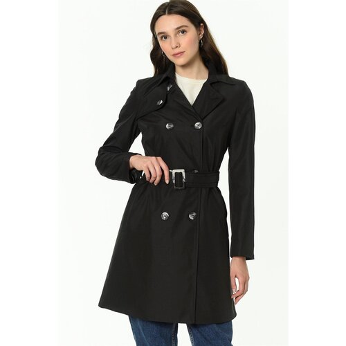 Dewberry Z6642 WOMEN&amp;#039;S TRENCH COAT-BLACK Slike