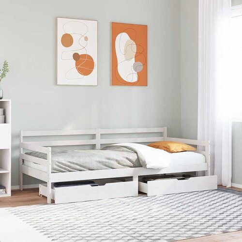  Dnevni krevet s ladicama bez madraca 90x200 cm masivno drvo Slike