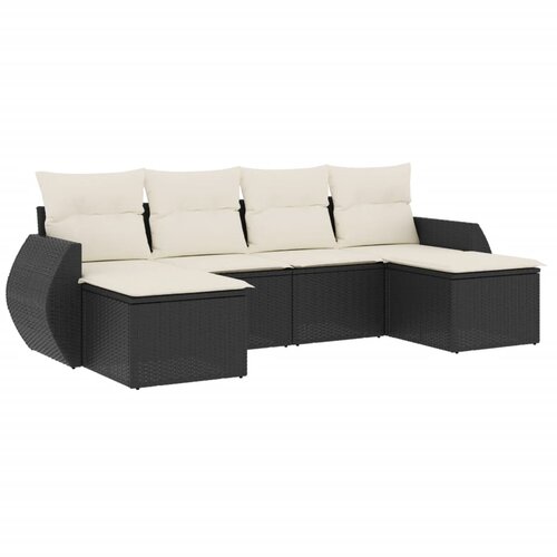  6-dijelni set vrtnih sofa s jastucima crni od poliratana Crna 55 x 55 x 37 cm Slike