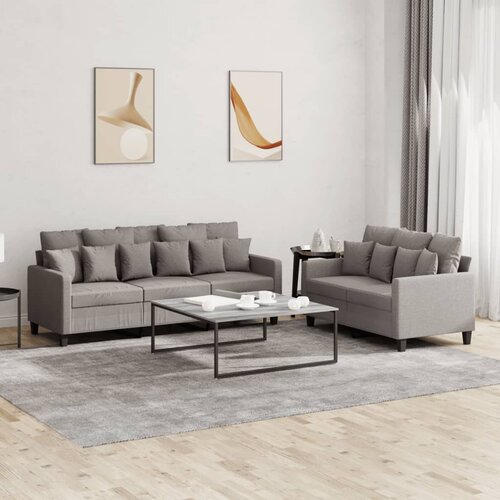  2-dijelni set sofa s jastucima smeđesivi od tkanine Cijene