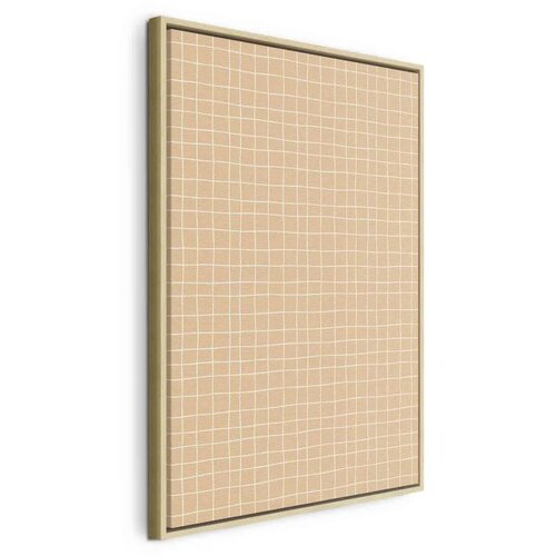 Slika - Waving Lines - Creamy Grid on a Noisy Pastel Background 60x90 U prirodnom drvenom okviru Cene