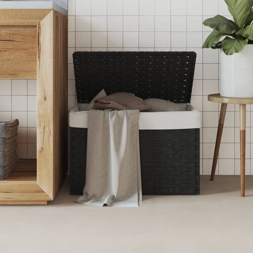 VidaXL Ko&amp;scaron;ara za rublje s poklopcem crna 55 5x35x34 cm od poliratana Slike
