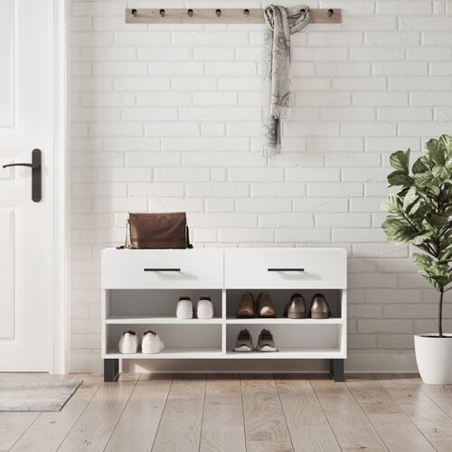 vidaXL Klop za čevlje bela 102x35x55 cm inženirski les Cene