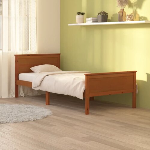 The Living Store Posteljni okvir medeno rjav iz trdne borovine 100x200 cm - Posteljni Okvir, (21527101) Slike