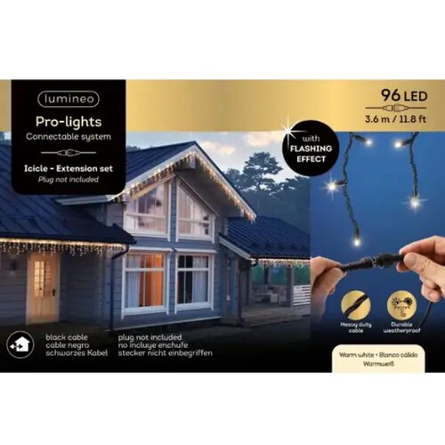 Lumineo Novogodišnja led rasveta 3,6 m toplo bela 96 l funkcija treperenja Pro-lights icicle 493758 Cene