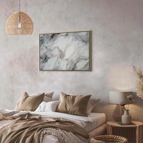  Slika - Elegant marble &amp;ndash; stone structures in neutral colours 90x60 U prirodnom drvenom okviru Slike