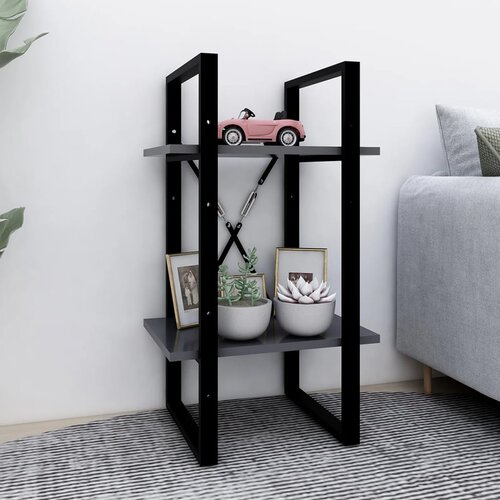 Furnova Knjižna omara 2-nadstropna siva 40x30x70 cm iverna plo&amp;scaron;ča, (21932704) Slike