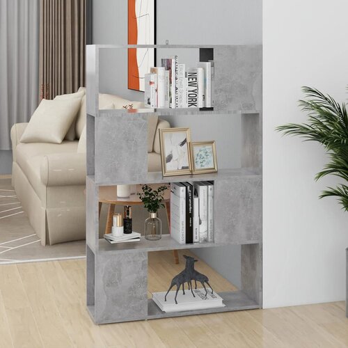 VidaXL Knjižna omara za razdelitev prostora beton. siva 80x24x124,5 cm Slike