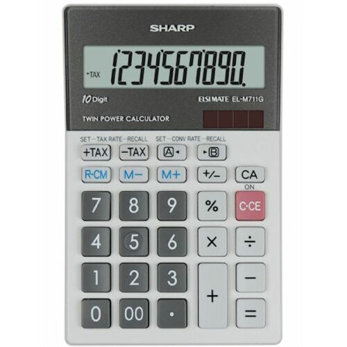 Sharp Kalkulator komercijalni 10mesta el-m711g-gy sivi blister Slike