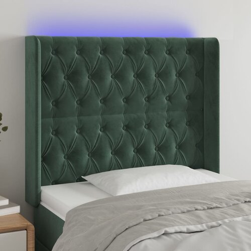  the living store led posteljno vzglavje temno zeleno 93x16x118/128 cm žamet - led vzglavje, (21452180) Slike